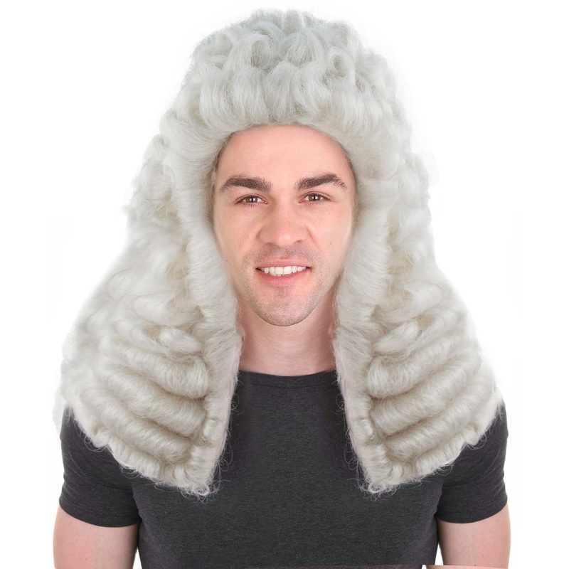 Colonial Men Judge Curly Long White Wig | Premium Breathable Capless Cap