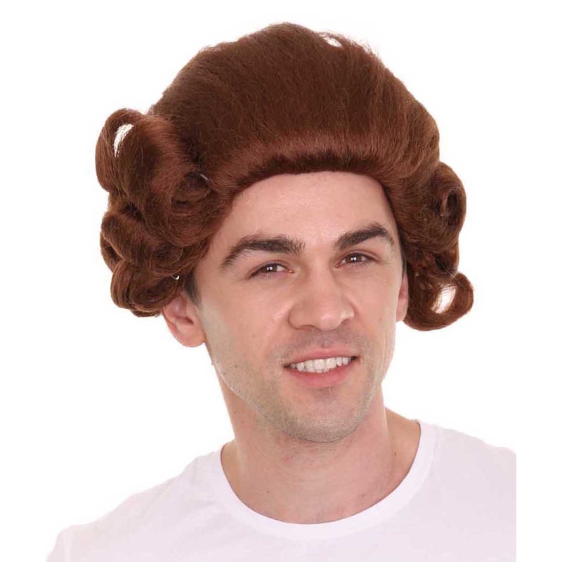 Colonial Mens Judge Wigs | Brown Historical Wig | Premium Breathable Capless Cap