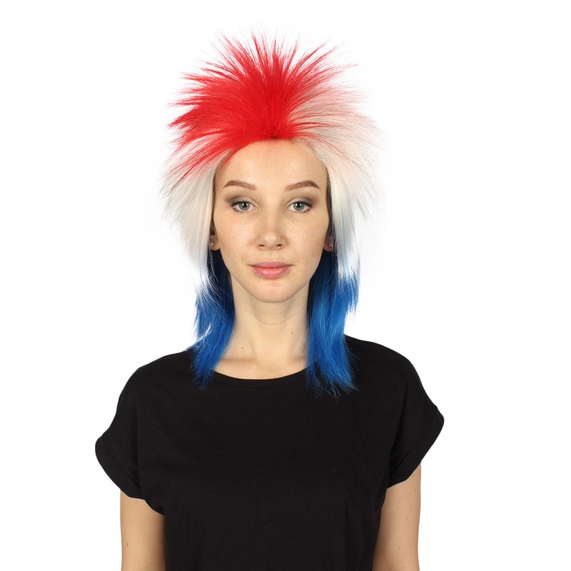 Costa Rica Flag Sports,80's Mullet Wig | Premium Breathable Capless Cap