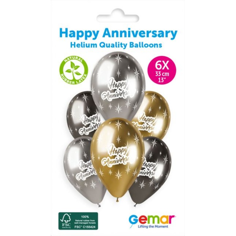 13 LATEX - HAPPY ANNIVERSARY - PACK OF 6