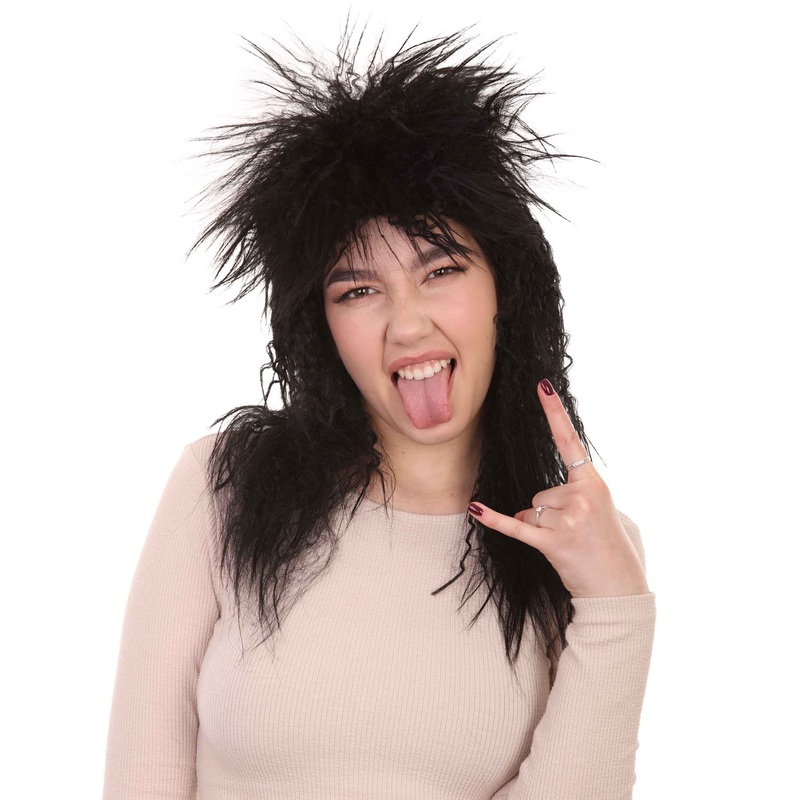 80s Rockstar Wig for Women  Big Hair Funky Glam Wig with Curls and Volume  Retro Punk Costume Wig for Halloween, Parties, Concerts & Cosplay  One Size Fits Most