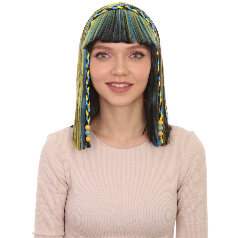 Womens Medium Straight Styles Multi Color Wig |  Premium Breathable Capless Cap