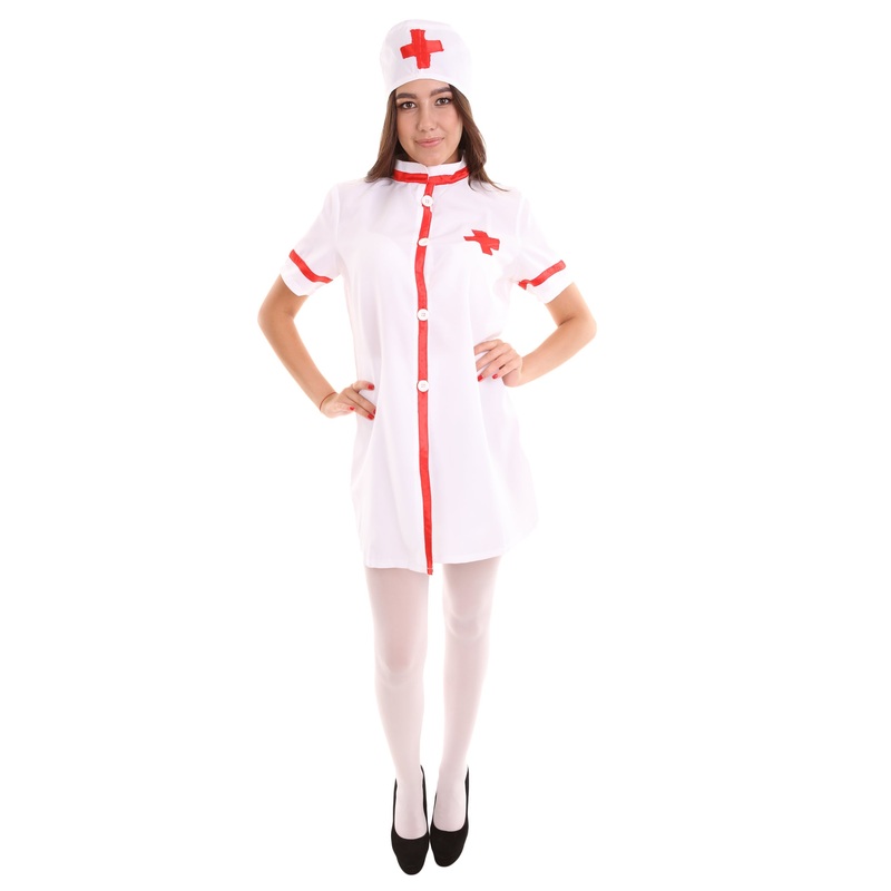 Women's Nurse Costume | White & Red Fancy Costume