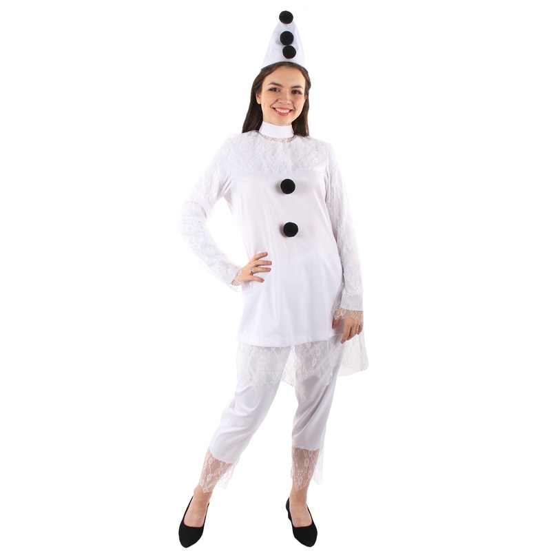 Women's Horror & Gothic Clown Costume | White Fancy Costume
