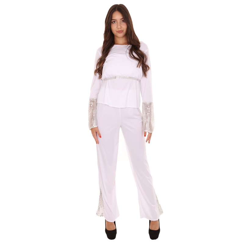 Women's 70s Retro Hippie Groovy Dancing Costume | White Fancy Costume