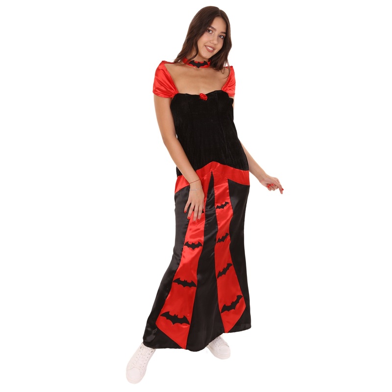 Women's Vampires Bat Chic Costume | Black & Red Halloween Costume