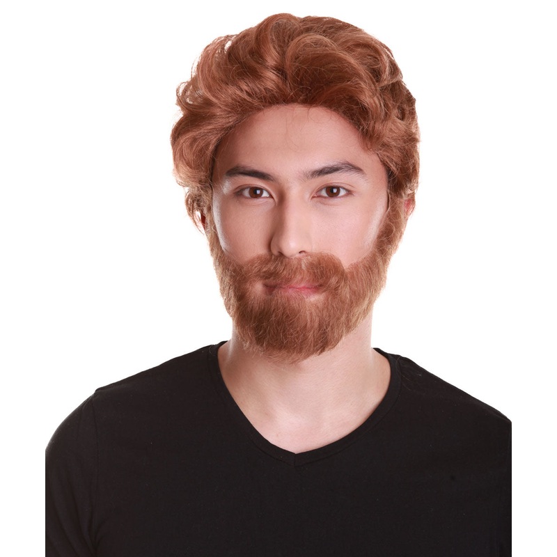 Comic Superhero  Brown Colour Wigs with Beard & Moustache for Men | Premium Breathable Capless Cap