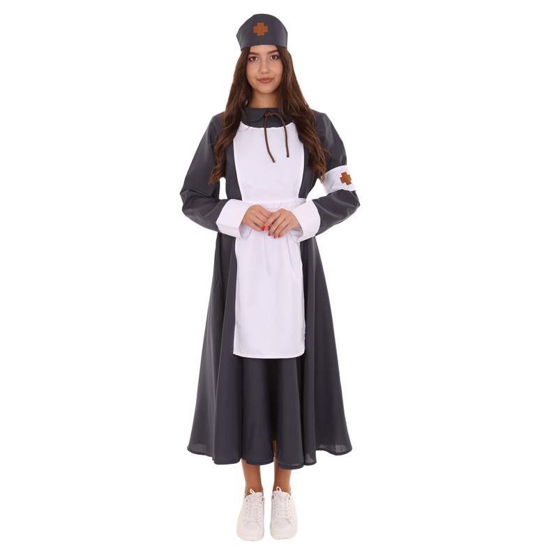 Women's Vintage Nurse Costume | Black & White Fancy Costume