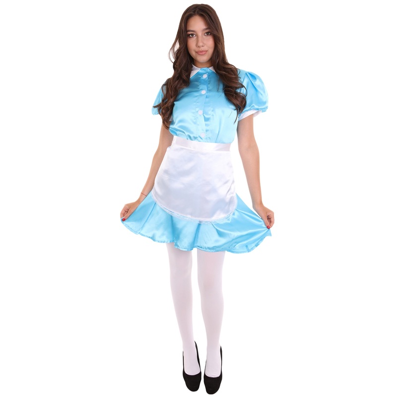 Women's French Apron Maid Uniform Costume | Lake Blue Fancy Costume