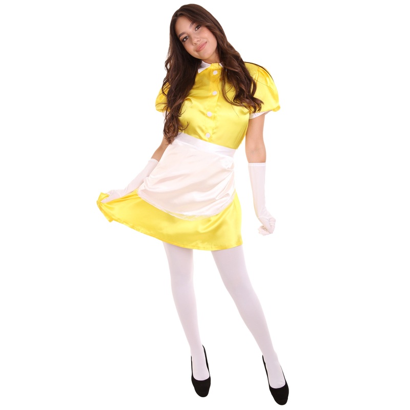 Women's French Apron Maid Uniform Costume | Yellow Fancy Costume