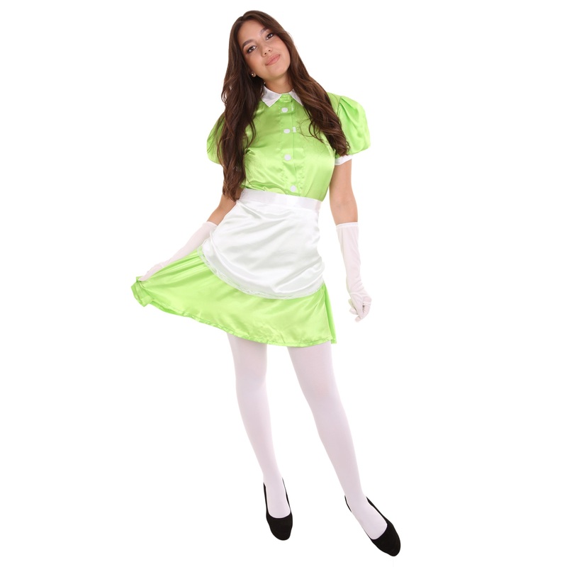 Women's French Apron Maid Uniform Costume | Lime Fancy Costume