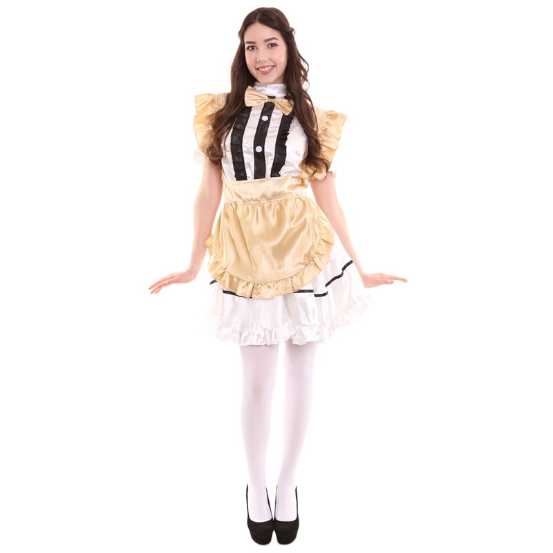 Women's Anime Fancy French Maid Fancy Uniform Costume | Gold Fancy Costume