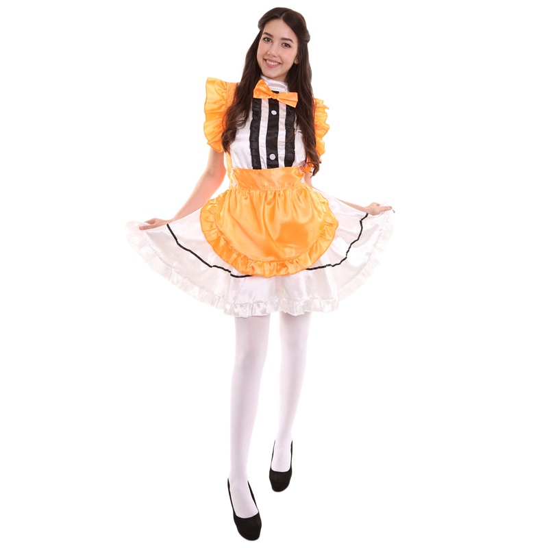 Women's Anime Fancy French Maid Fancy Uniform Costume | Orange Fancy Costume