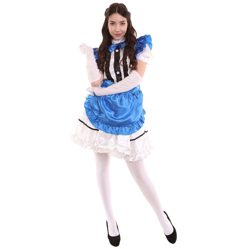 Women's Anime Fancy French Maid Fancy Uniform Costume | Royal Blue Fancy Costume