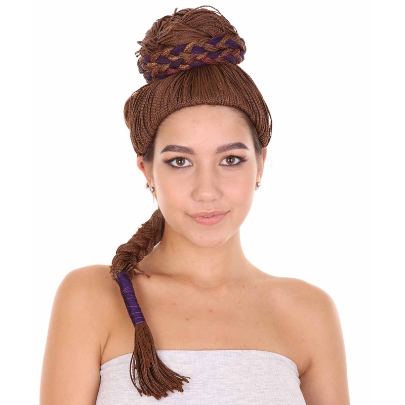 Womens Superhero Braided Wig , Brown TV/Movie Wigs , Premium Breathable Capless Cap