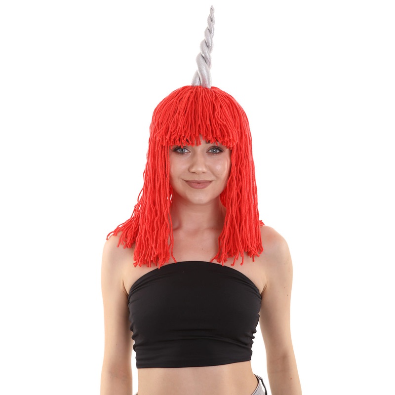 Womens Unicorn Horn Doll Wig | Red Fancy Party Wigs