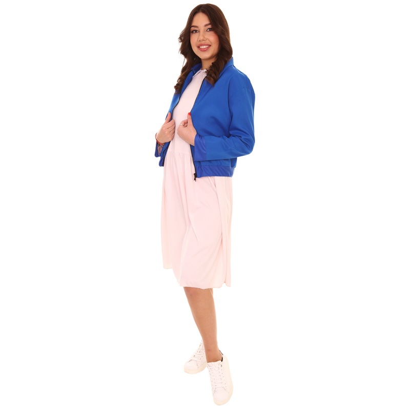 Women's Stranger Jacket and Dress TV/Movie Costume, Blue & Pink Halloween Costume