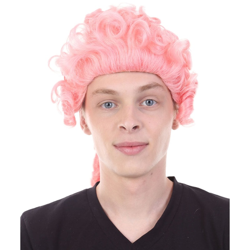 Colonial Curly Wigs | Pink Historical Wigs | Premium Breathable Capless Cap