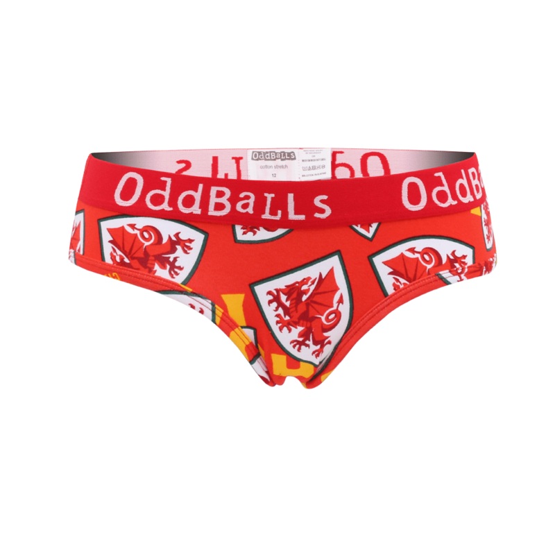 FA Wales Red - Ladies Briefs|Size 6|Size 8|Size 10|Size 12|Size 14|Size 16|Size 18|Size 20