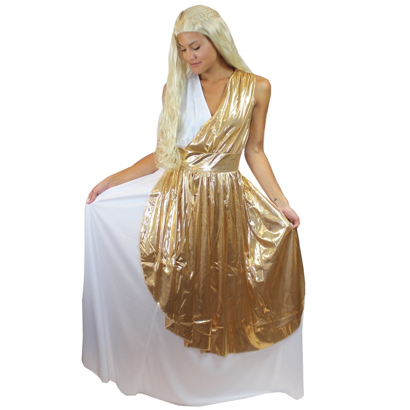 Women's Greek Goddess Angel Costume |  White & Gold Fancy Costume