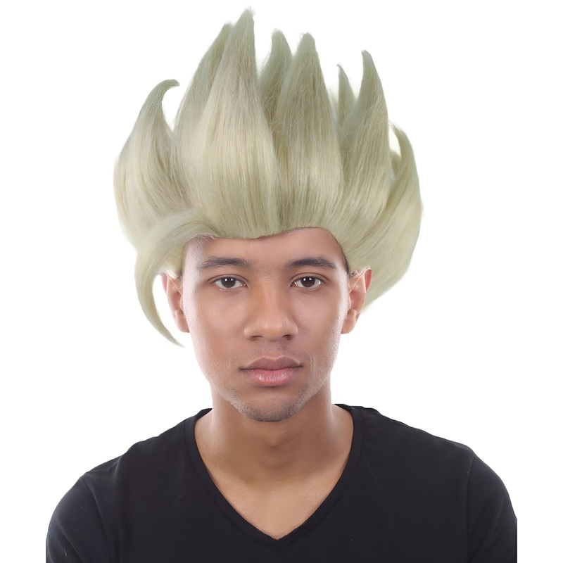 Anime-themed Blonde Spiky Wig for Men | TV/Movie Wigs | Premium Breathable Capless Cap| Flame-retardant Synthetic Fiber