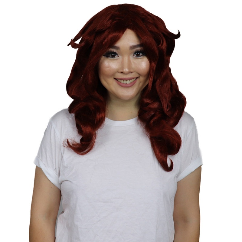 Womens Manga Android Wig | Red Fancy TV/Movie Wigs | Premium Breathable Capless Cap