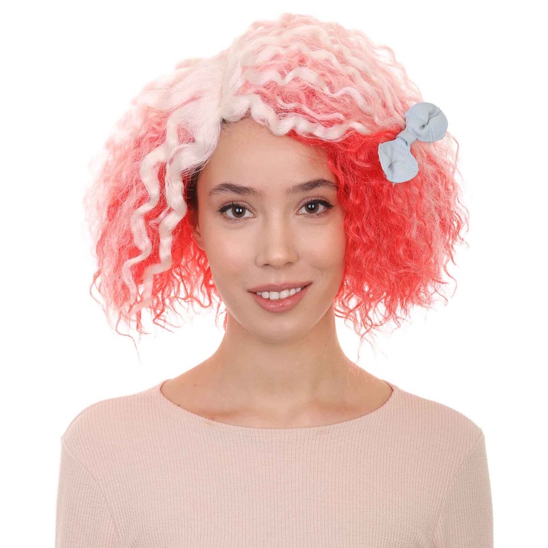 Womens Pink White Ombre Doll Curly Wig | Ombre Fashion Wigs | Premium Breathable Capless Cap