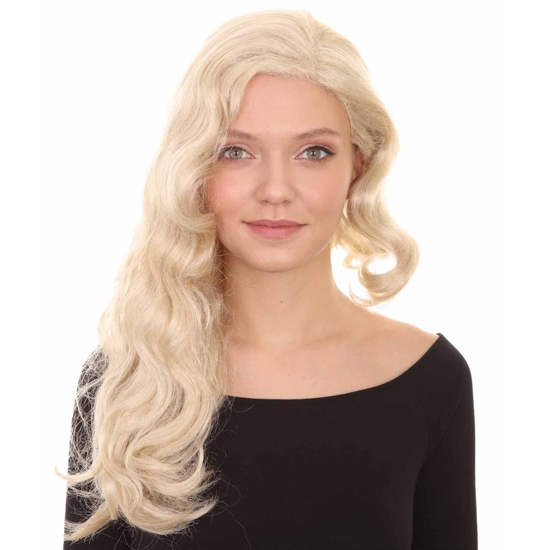 Womens Singer Album Curly Wavy Wig | Blonde Celebrity Wigs | Premium Breathable Capless Cap