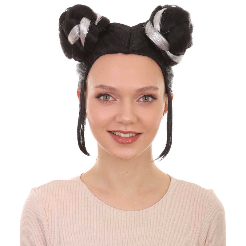Womens Singer Bun Wigs | Song Contest | Black & White Celebrity Wigs | Premium Breathable Capless Cap