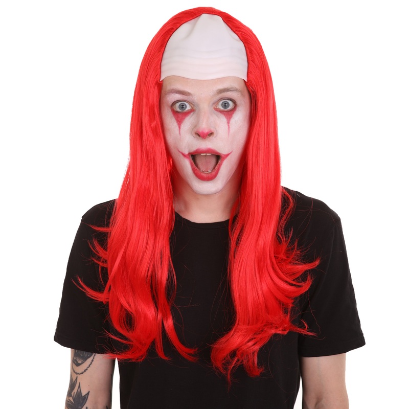 Creepy Clown Red Scary Wig|Adult