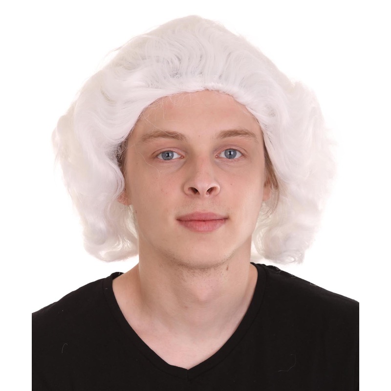 Colonial Wavy Curly Wigs | White Historical Wigs | Premium Breathable Capless Cap