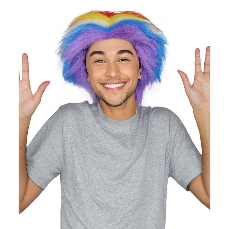 Crazy Clown Around Wig | Rainbow Clown Scary Wigs | Premium Breathable Capless Cap
