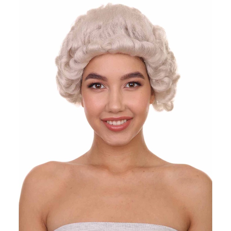 18th Century Colonial Woman Wig | White Historical Wigs | Premium Breathable Capless Cap