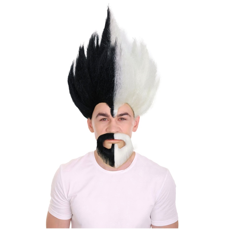 Anime Wig and Full Beard Set | Brown Spike TV/Movie Wigs | Premium Breathable Capless Cap