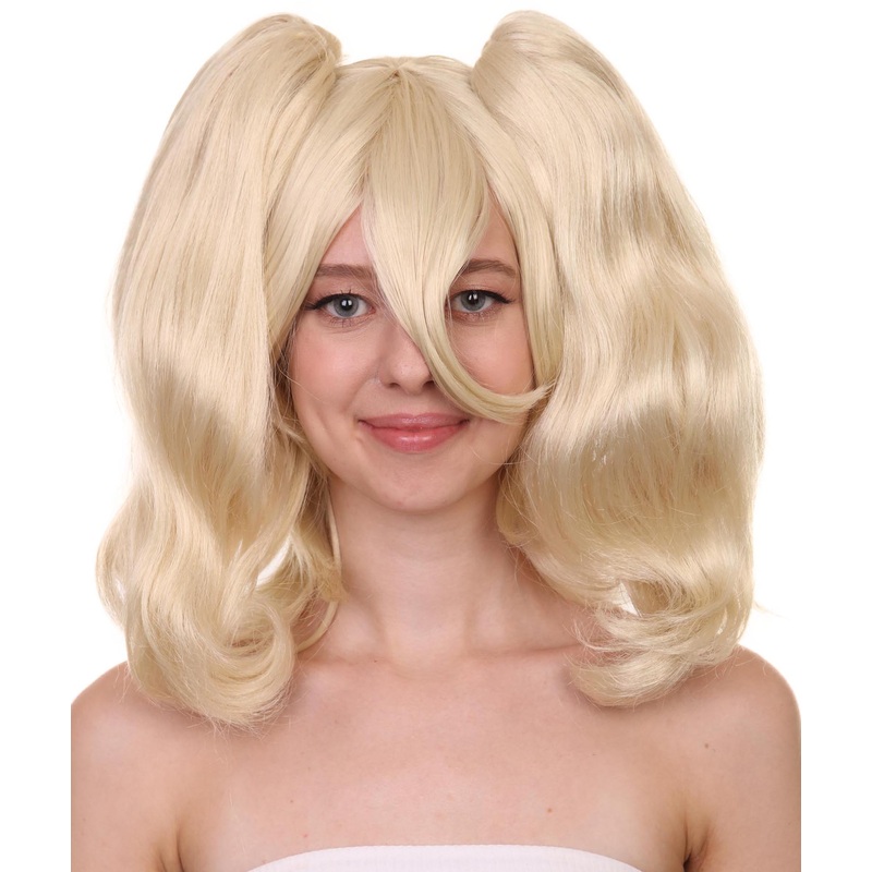 Womens Superhero Pigtails Wig | Blonde TV/Movie Wig | Premium Breathable Capless Cap