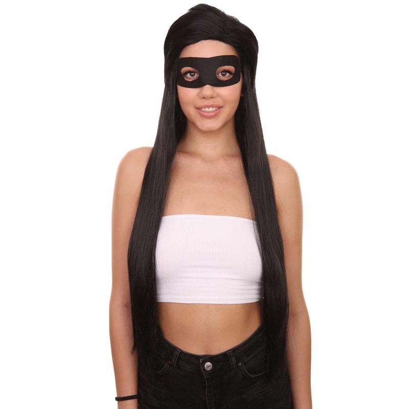 30 Womens Superwoman Wig | Violet Parr Black Wig with Mask Set | TV Movie Wigs | Premium Breathable Capless Cap