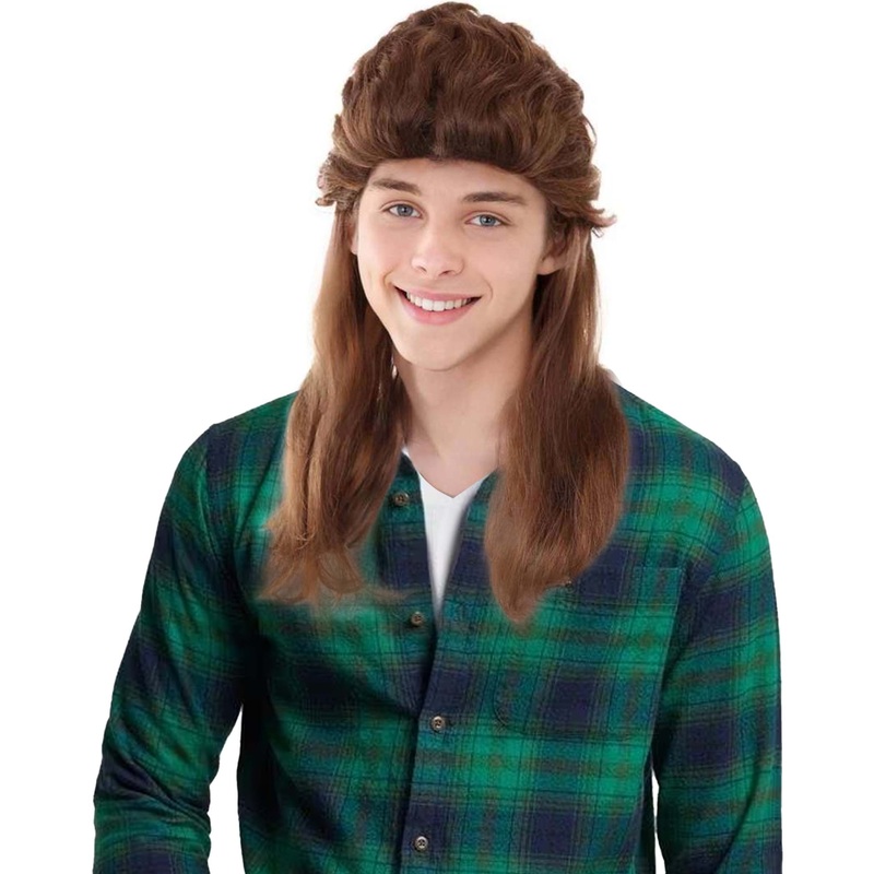 80's Mullet Wig | Honey Brown Retro Wig | Premium Breathable Capless Cap