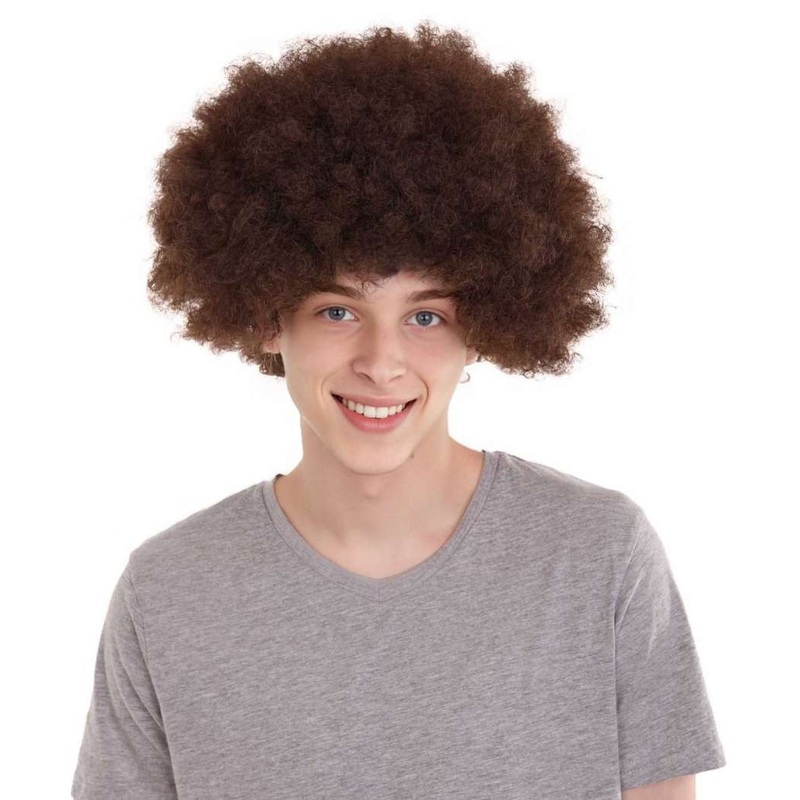 Afro Brown Wig | Super Size Jumbo Curly Fancy Halloween Wig | Premium Breathable Capless Cap