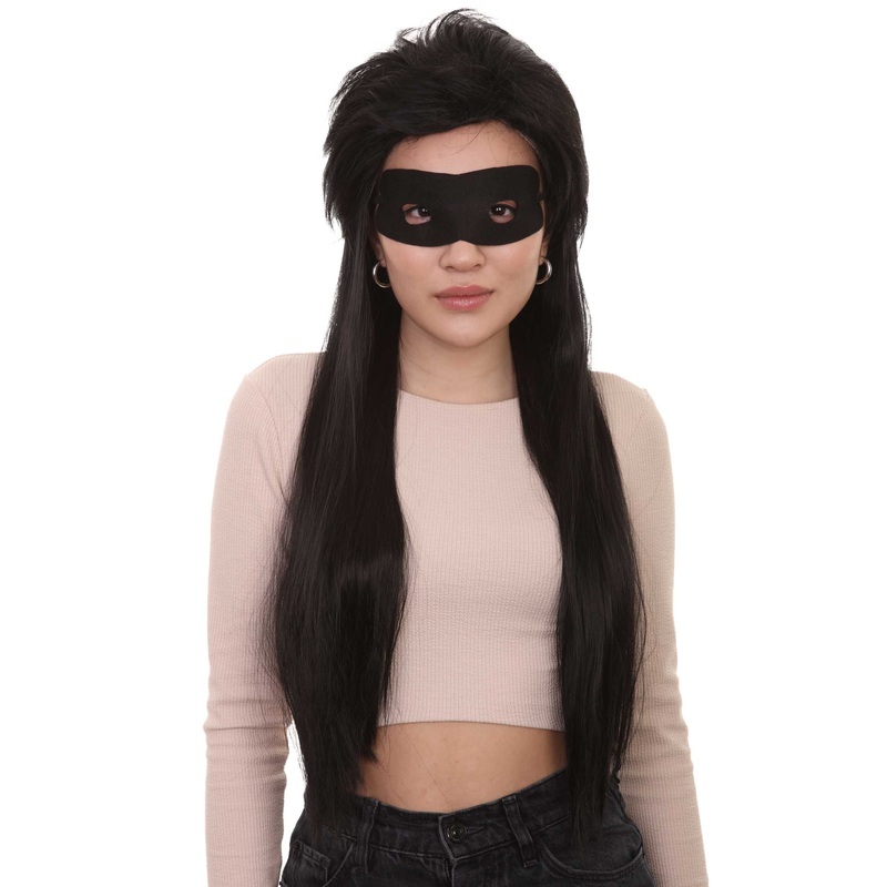 Womens Superwoman 25' Wig | Violet Parr Black Wig with Mask Set | TV/Movie Wigs | Premium Breathable Capless Cap