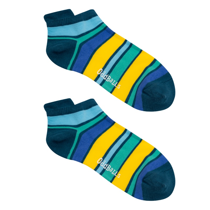 Green Dual Stripes - Ankle Trainer Socks