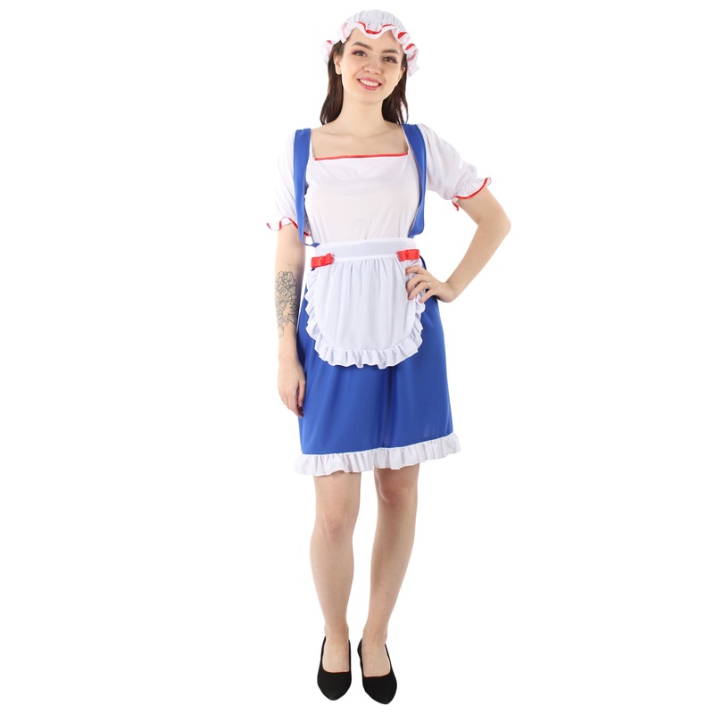Women's Cheerful Doll Storybook & Fairytale Costume , Blue & White Fancy Costume