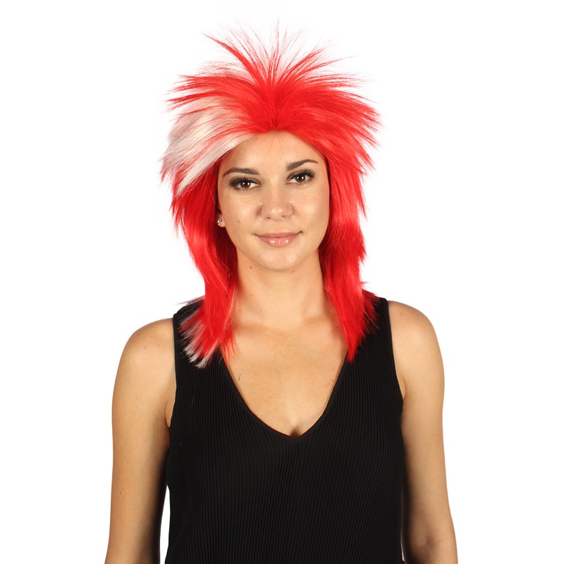 Denmark Flag Sports,80's Mullet Wig | Premium Breathable Capless Cap