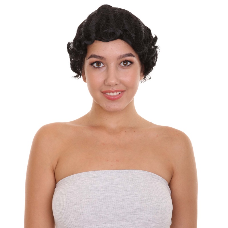 20's Flapper Womens Wig | Black Vintage Wig | Premium Breathable Capless Cap