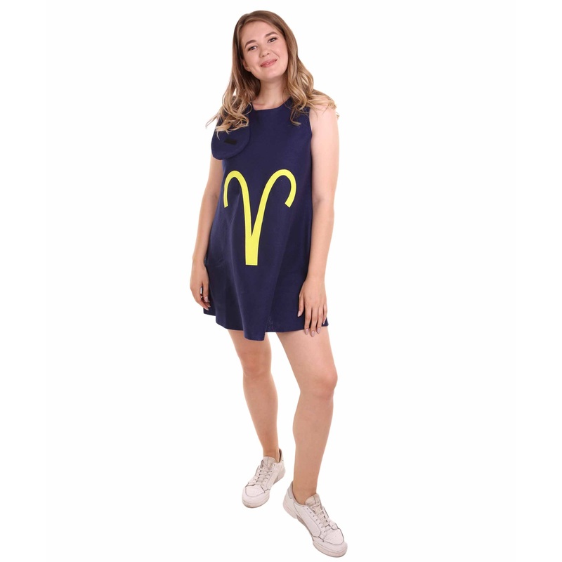 Women's 12 Constellation of Aries Party Troll Dress Costume | Blue Halloween Costume