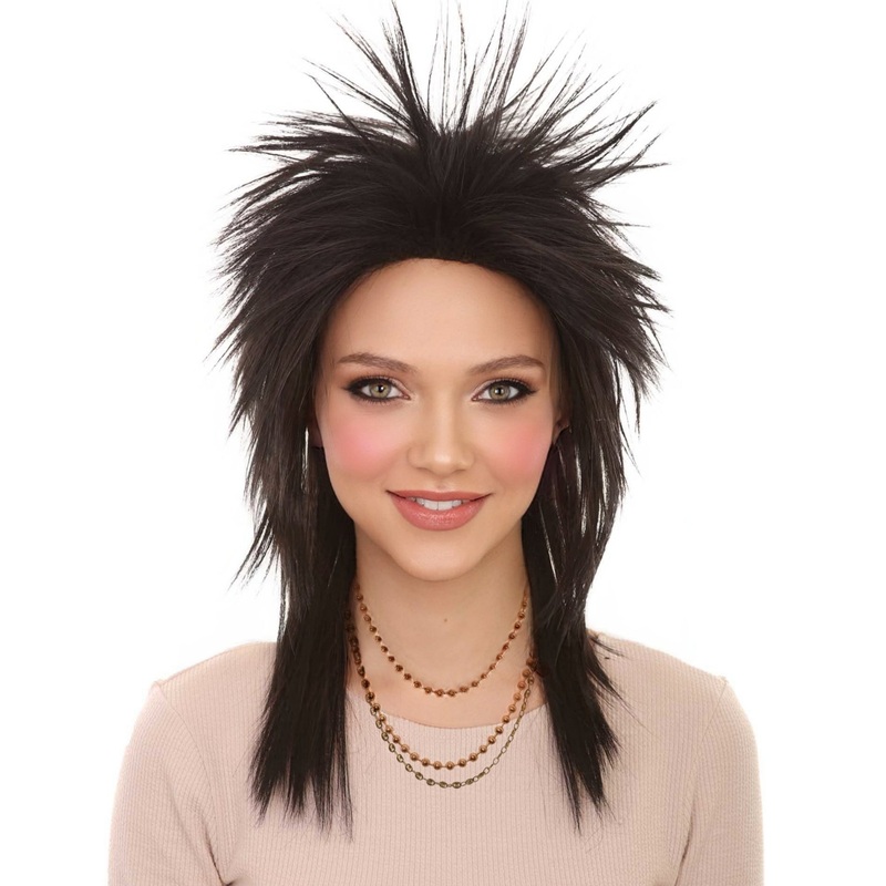 80's Rock Star Black hair| Pop Singer Halloween Wig | Premium Breathable Capless Cap