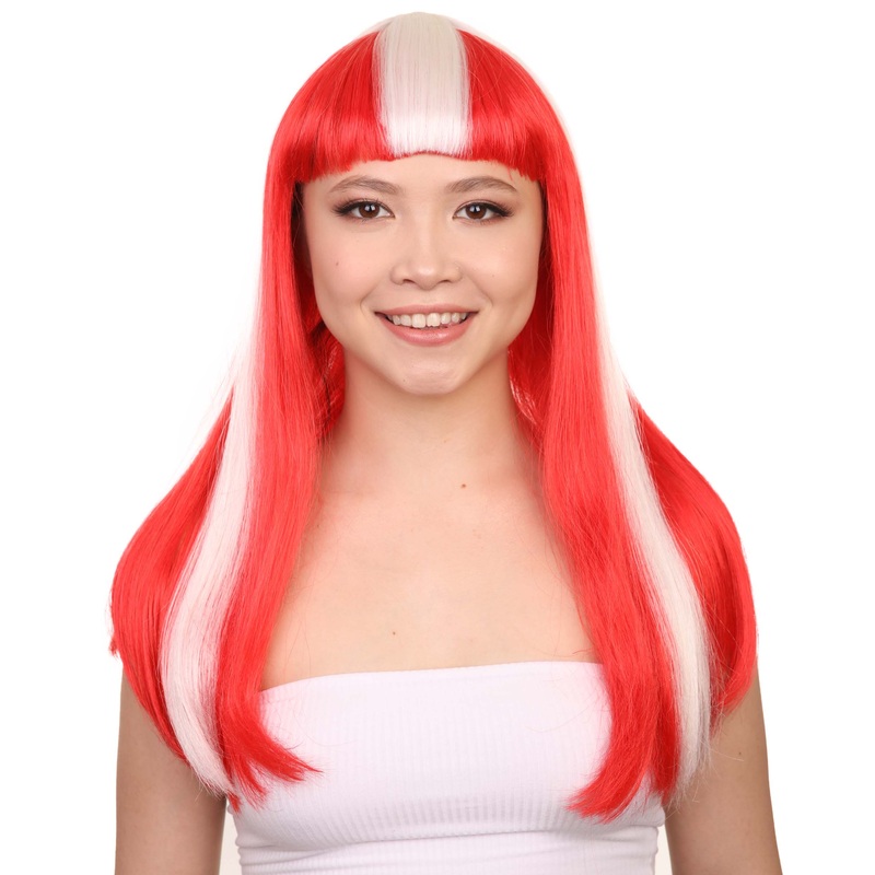 Denmark Flag Sport Party Long Bob Wig | National Pride Fancy  Halloween Wig | Premium Breathable Capless Cap