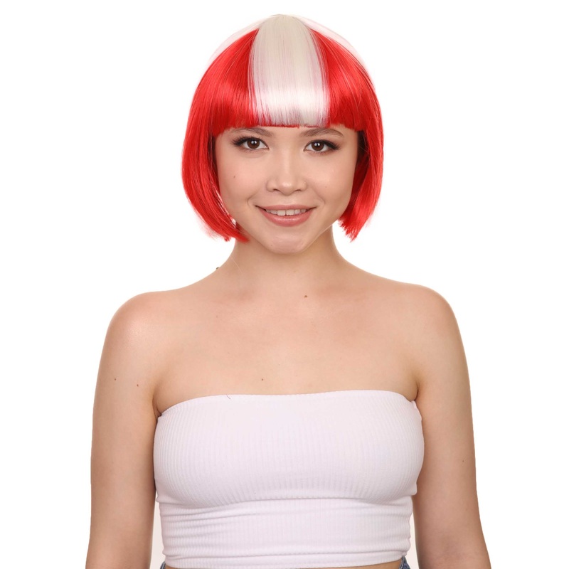 Denmark Flag Sport Party Bob Wig | National Pride Halloween Wig | Premium Breathable Capless Cap