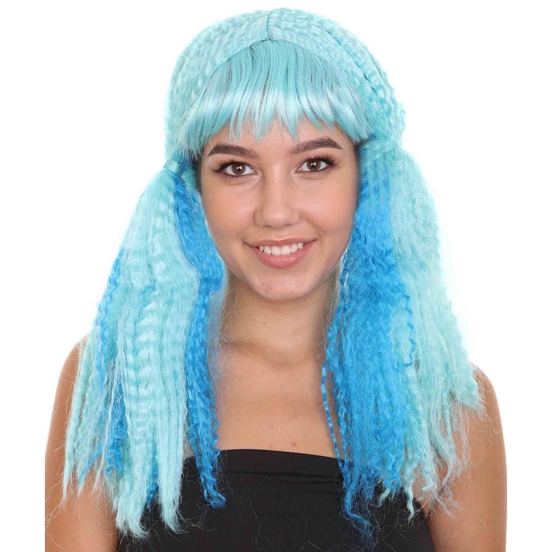 Blue Mix Color Doll Womens Wig | Long Halloween Wig | Premium Breathable Capless Cap