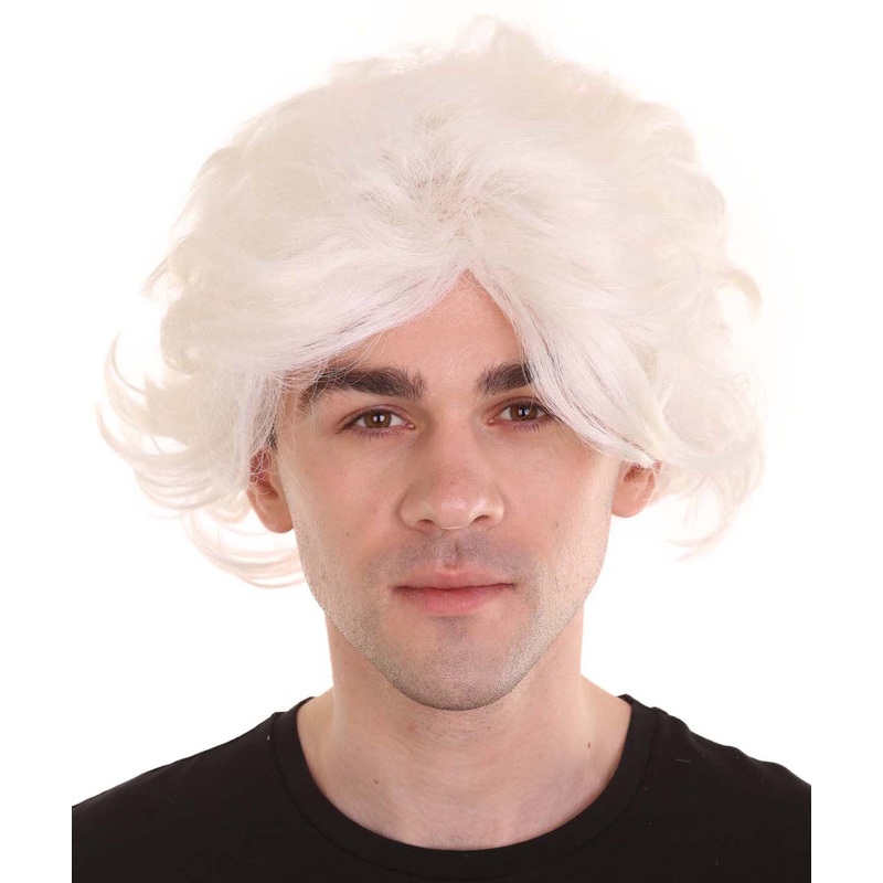 Crazy Scientist Men's Wig | White Halloween Wig | Premium Breathable Capless Cap