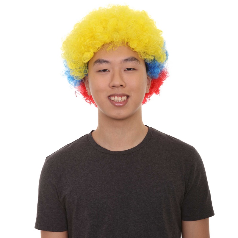 Colombia Sport Afro Fun Wig | Super Jumbo Red Blue Yellow Wig
